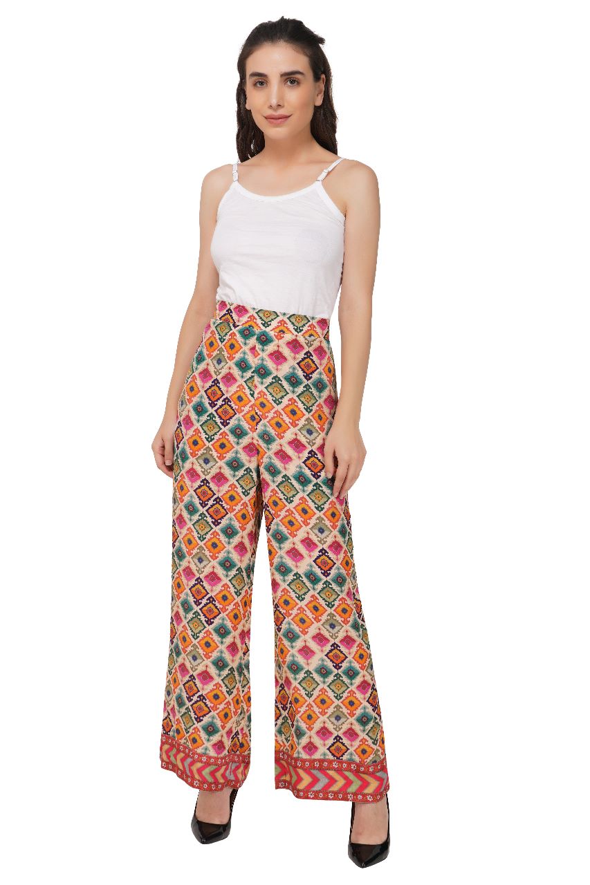 Multicolor Viscose Crepe Bottom Wear | Multicolor Crepe Bottom Wear Online